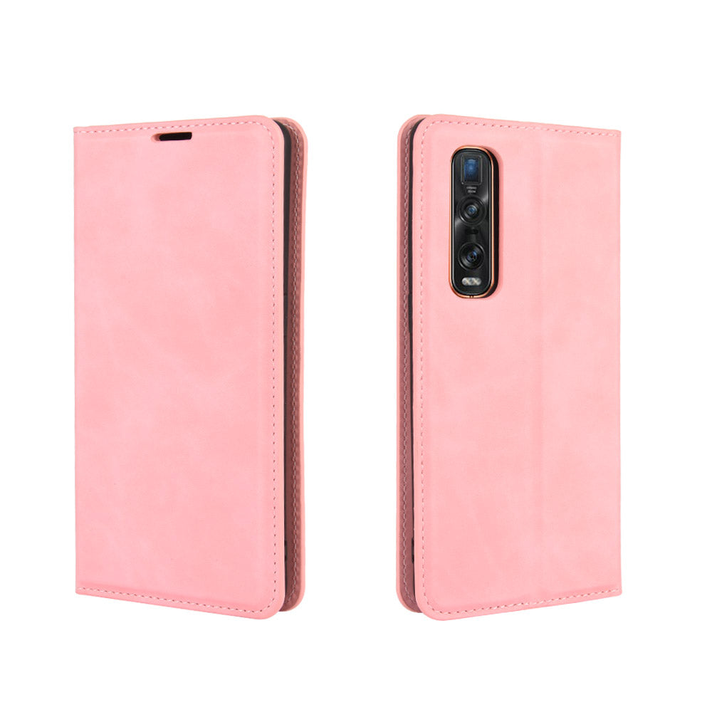 Silky Touch Stylish Auto-absorbed Flip Leather Shell for Oppo Find X2 Pro