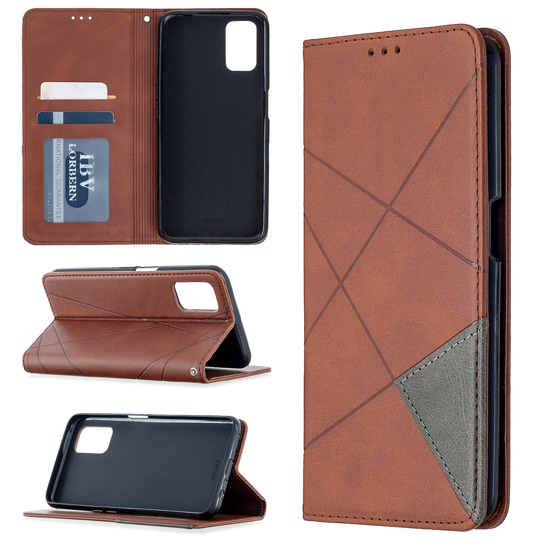 Geometric Pattern Leather Stand Case with Card Slots for OPPO A72/A52/A92