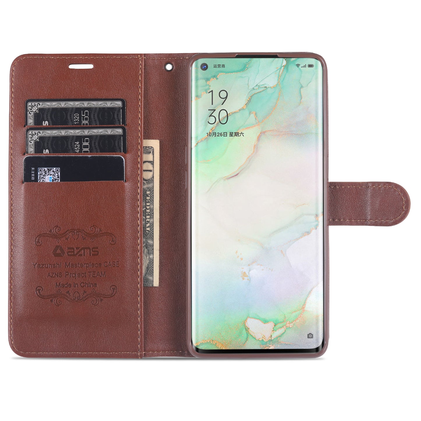 AZNS PU Leather Wallet Stand Mobile Phone Cover for Oppo Reno4 5G