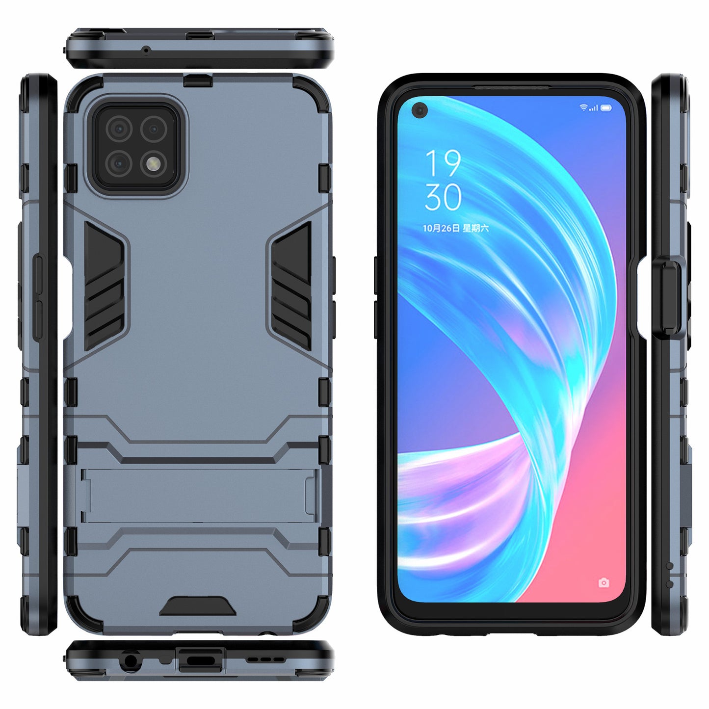 2-in-1 Plastic + TPU Hybrid Case with Kickstand for Oppo A72 5G