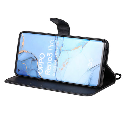 KT Leather Series-2 Solid ColorWallet Stand Leather Shell with Strap for Oppo Reno3 Pro 5G / Find X2 Neo (Overseas Version)