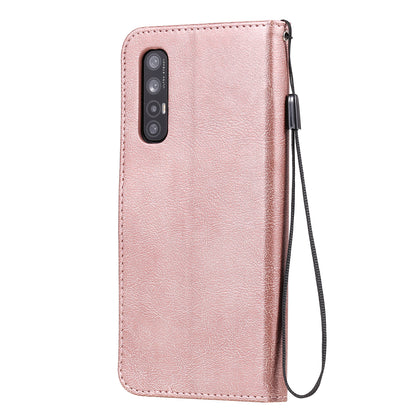 KT Leather Series-2 Solid ColorWallet Stand Leather Shell with Strap for Oppo Reno3 Pro 5G / Find X2 Neo (Overseas Version)