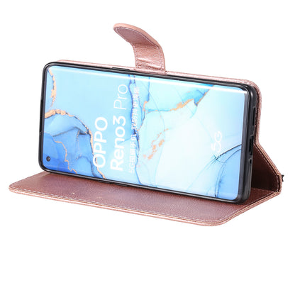 KT Leather Series-2 Solid ColorWallet Stand Leather Shell with Strap for Oppo Reno3 Pro 5G / Find X2 Neo (Overseas Version)