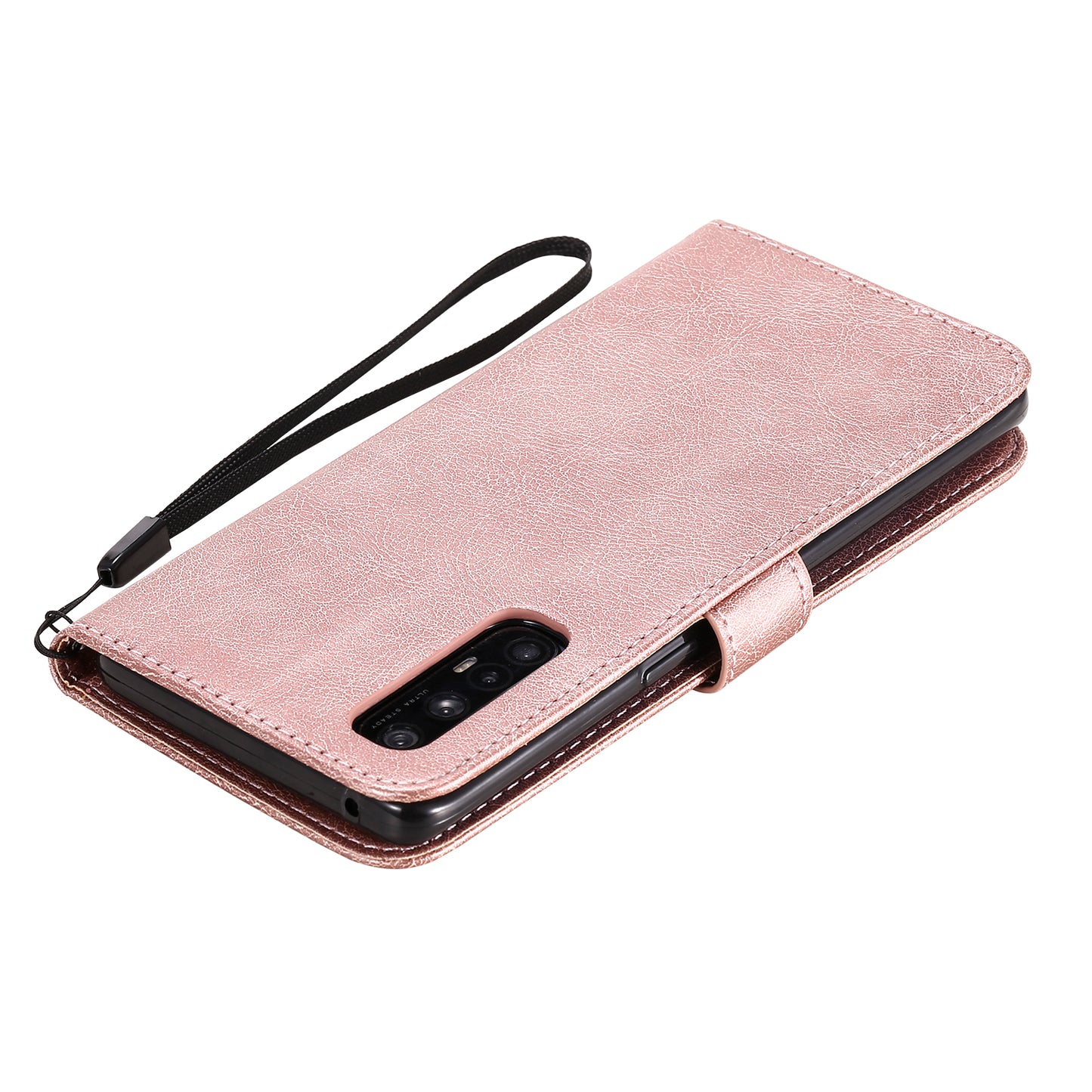 KT Leather Series-2 Solid ColorWallet Stand Leather Shell with Strap for Oppo Reno3 Pro 5G / Find X2 Neo (Overseas Version)