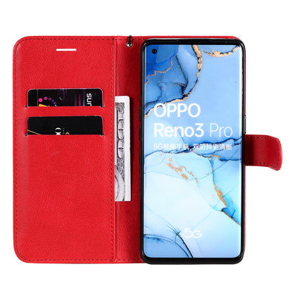 KT Leather Series-2 Solid ColorWallet Stand Leather Shell with Strap for Oppo Reno3 Pro 5G / Find X2 Neo (Overseas Version)