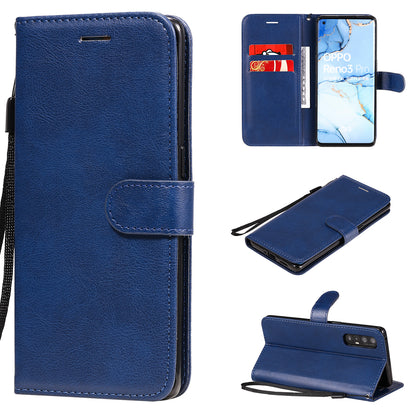 KT Leather Series-2 Solid ColorWallet Stand Leather Shell with Strap for Oppo Reno3 Pro 5G / Find X2 Neo (Overseas Version)