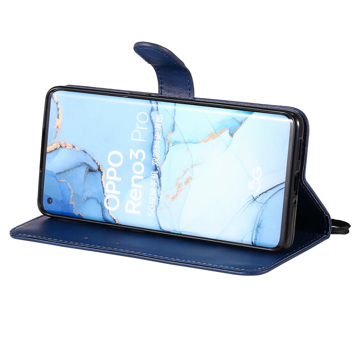 KT Leather Series-2 Solid ColorWallet Stand Leather Shell with Strap for Oppo Reno3 Pro 5G / Find X2 Neo (Overseas Version)