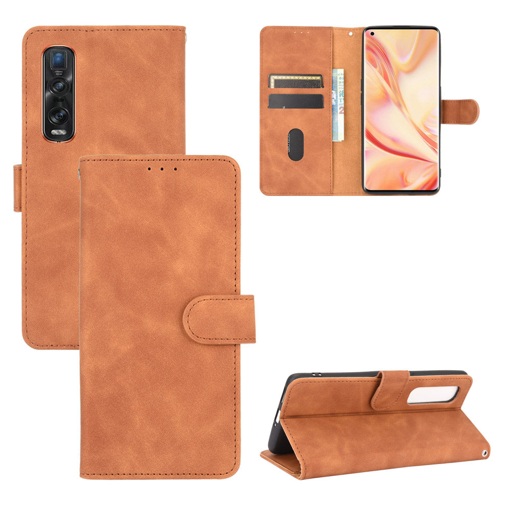 Skin-touch PU Leather Wallet Cell Phone Case for Oppo Find X2 Pro