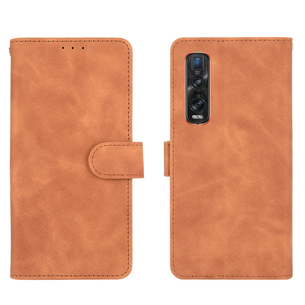 Skin-touch PU Leather Wallet Cell Phone Case for Oppo Find X2 Pro