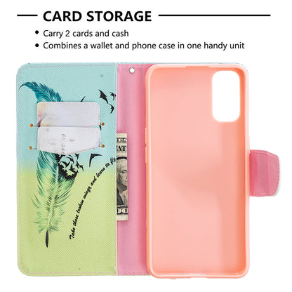 Pattern Printing Leather Wallet Protective Case for Oppo Reno4 5G