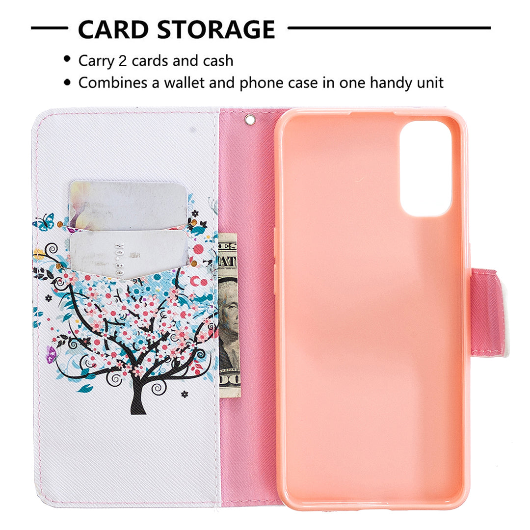 Pattern Printing Leather Wallet Protective Case for Oppo Reno4 5G