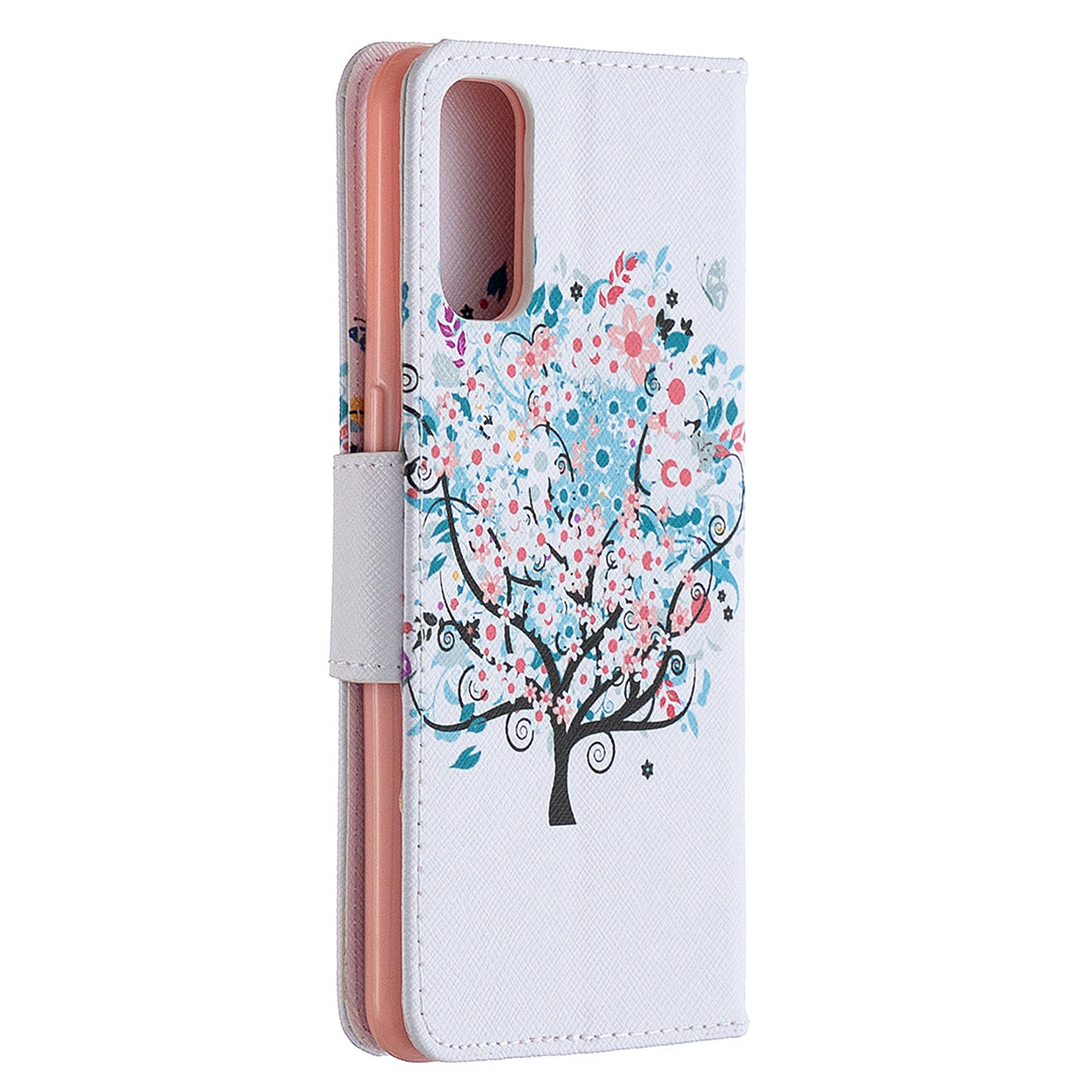 Pattern Printing Leather Wallet Protective Case for Oppo Reno4 5G