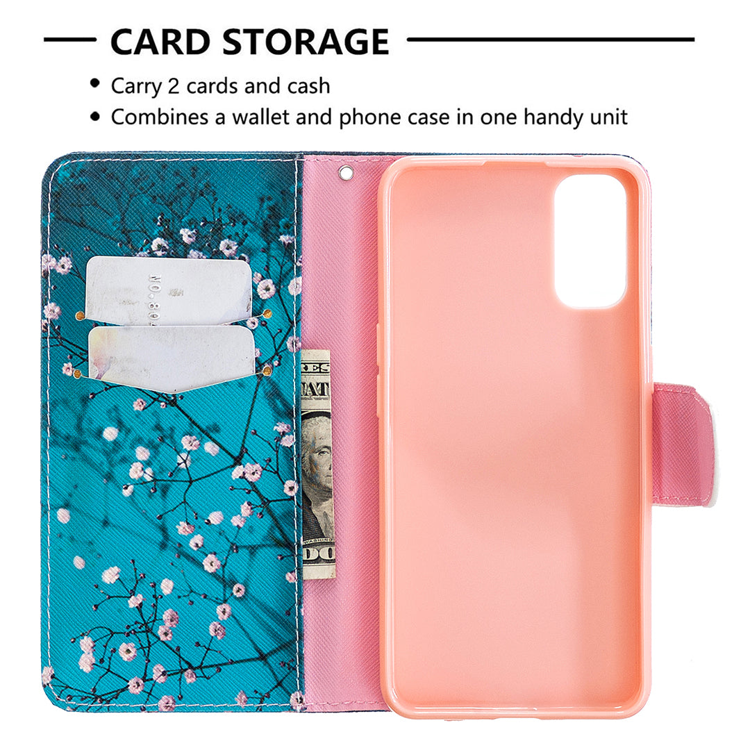 Pattern Printing Leather Wallet Protective Case for Oppo Reno4 5G