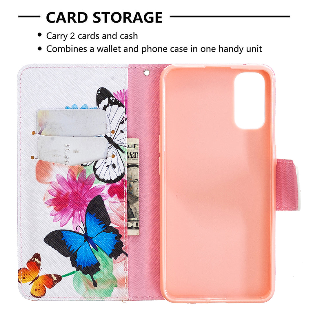 Pattern Printing Leather Wallet Protective Case for Oppo Reno4 5G