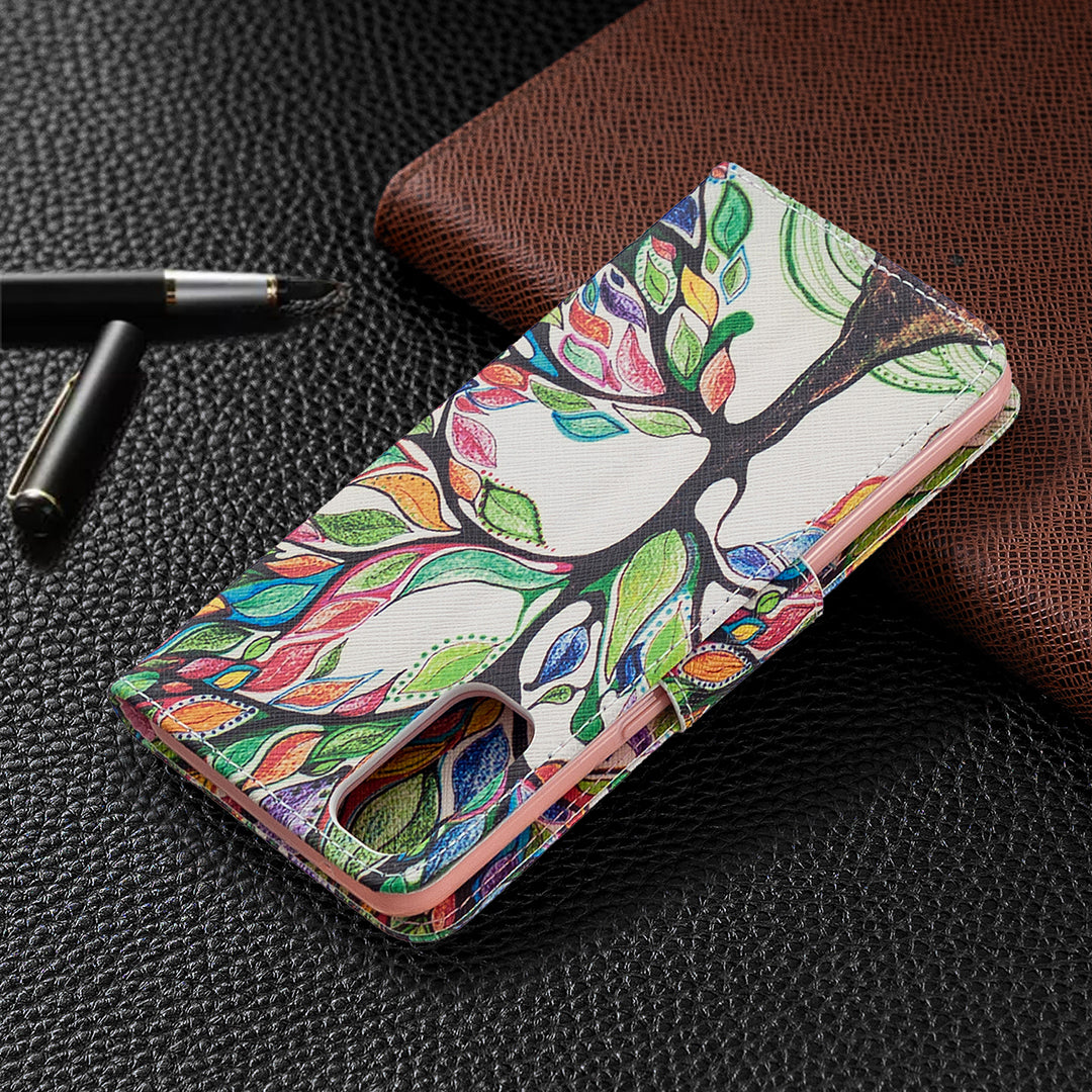 Pattern Printing Leather Wallet Protective Case for Oppo Reno4 5G