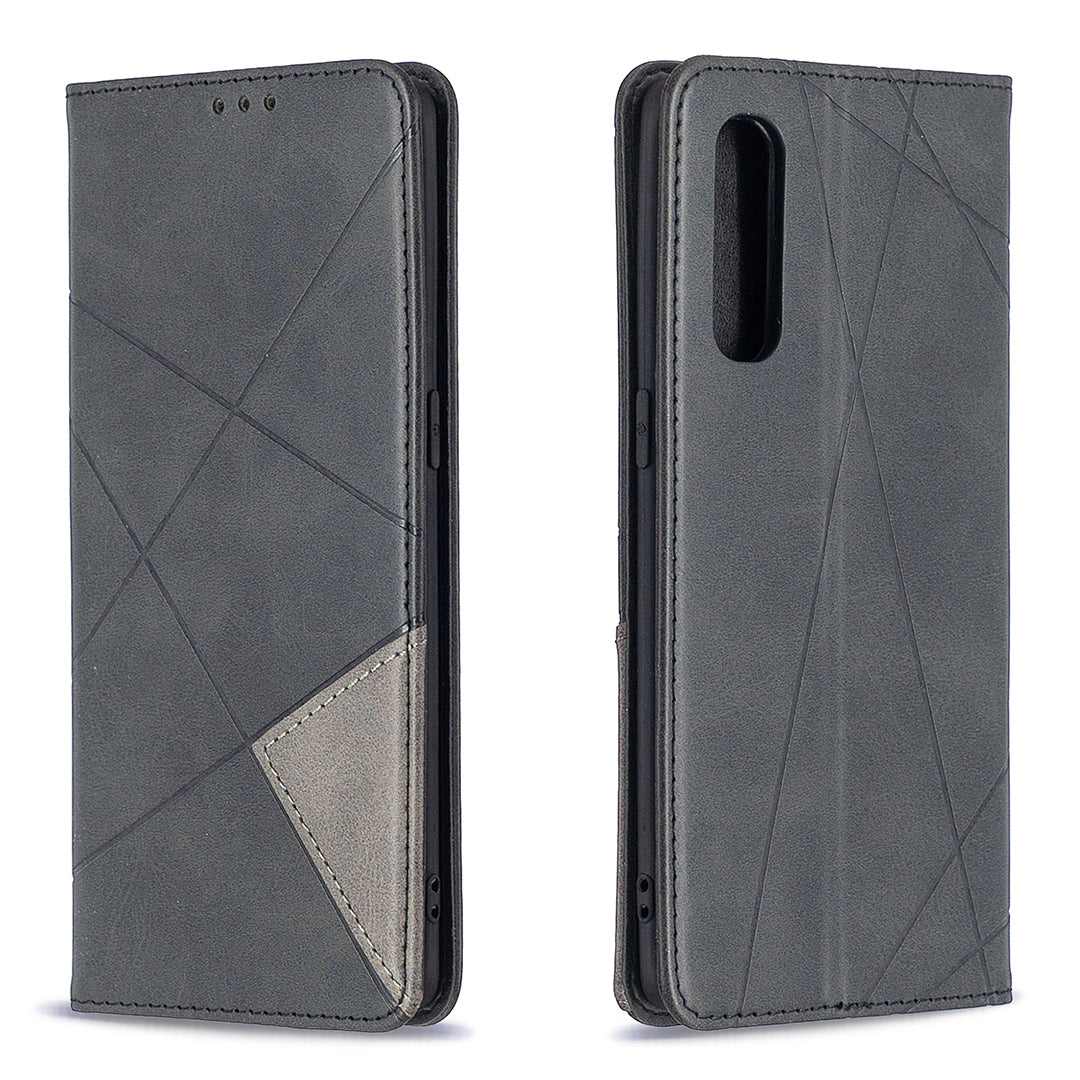 Geometric Pattern Leather Stand Case Card Holder Shell for OPPO Find X2 Neo