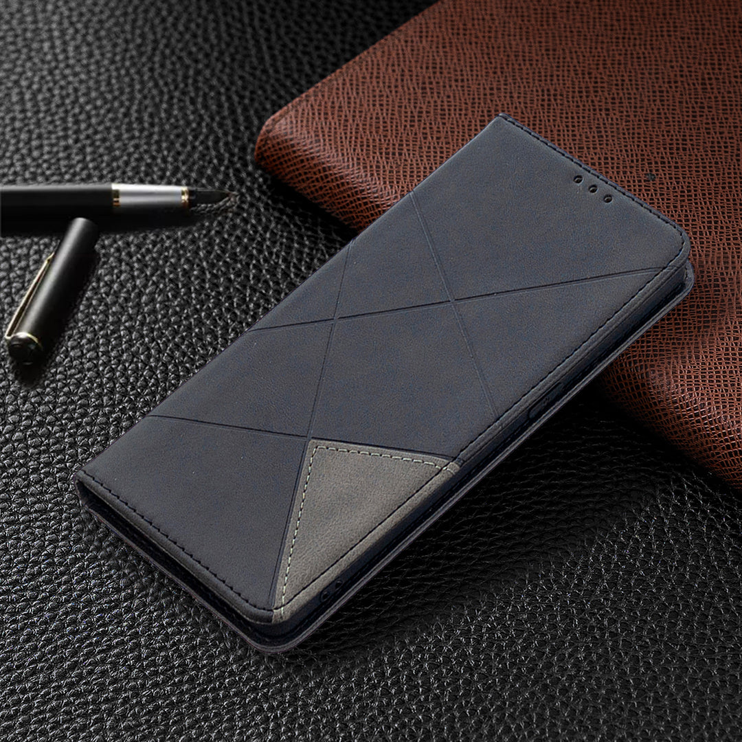 Geometric Pattern Leather Stand Case Card Holder Shell for OPPO Find X2 Neo