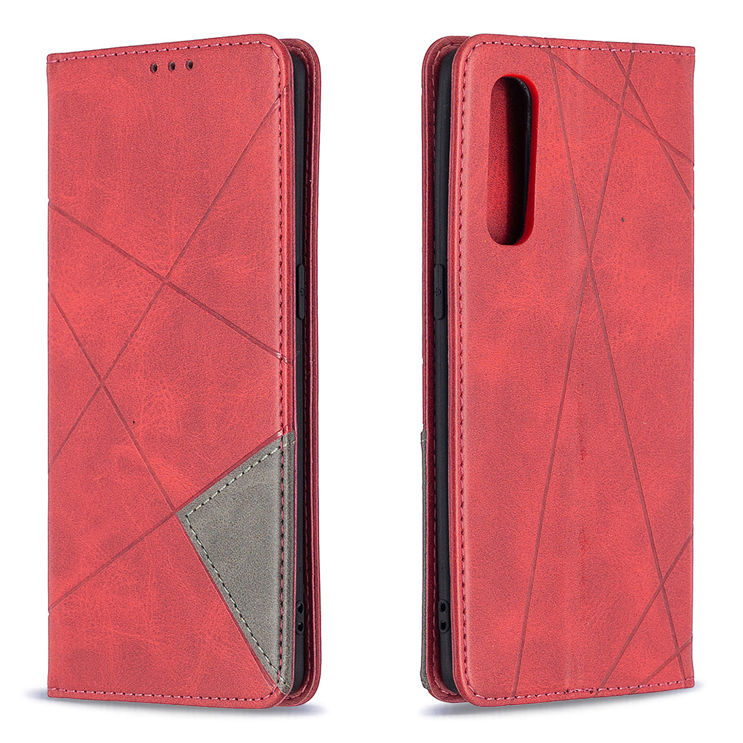 Geometric Pattern Leather Stand Case Card Holder Shell for OPPO Find X2 Neo