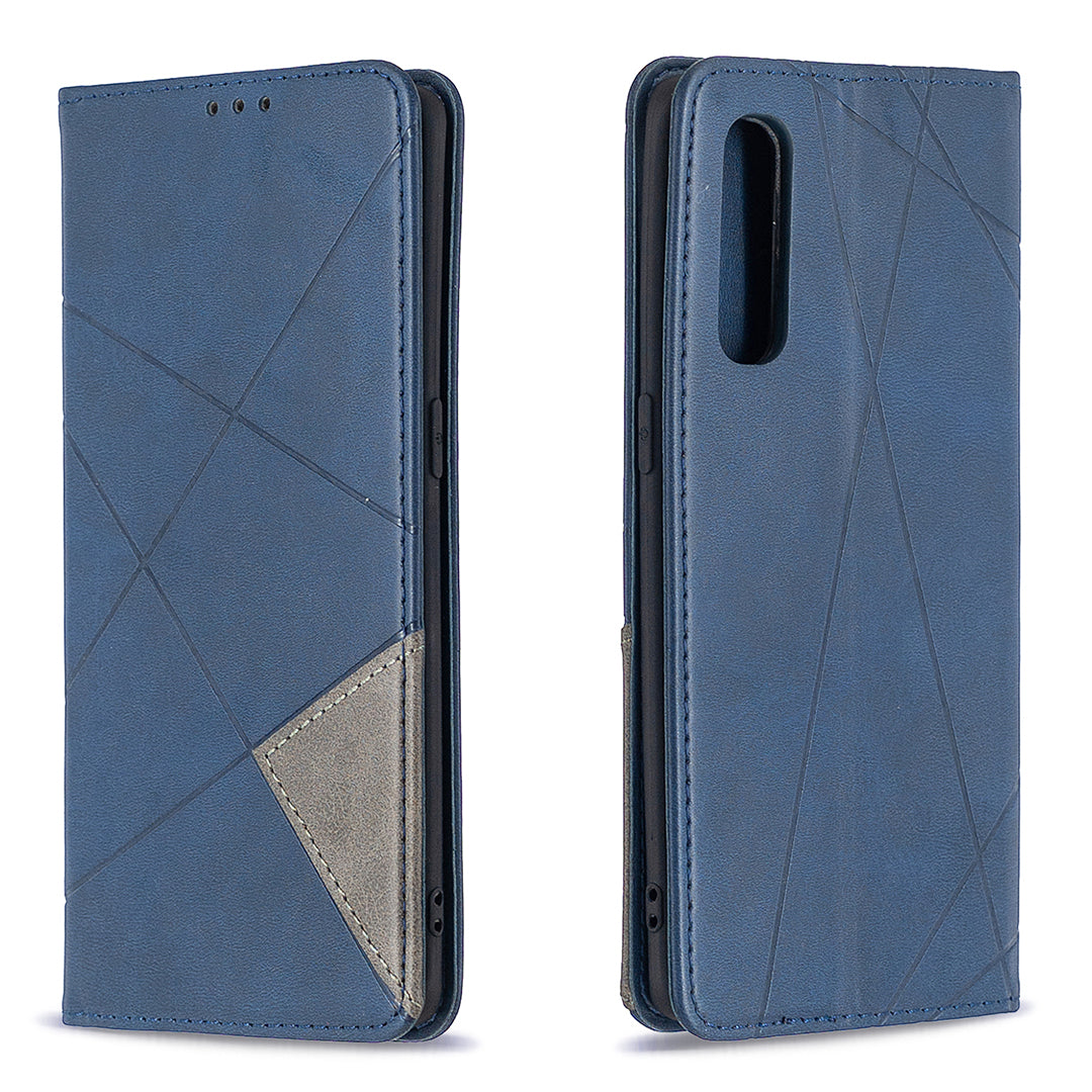 Geometric Pattern Leather Stand Case Card Holder Shell for OPPO Find X2 Neo