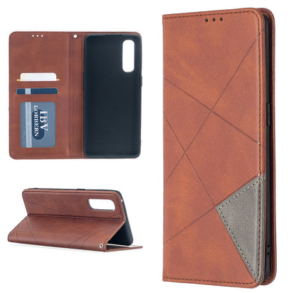 Geometric Pattern Leather Stand Case Card Holder Shell for OPPO Find X2 Neo