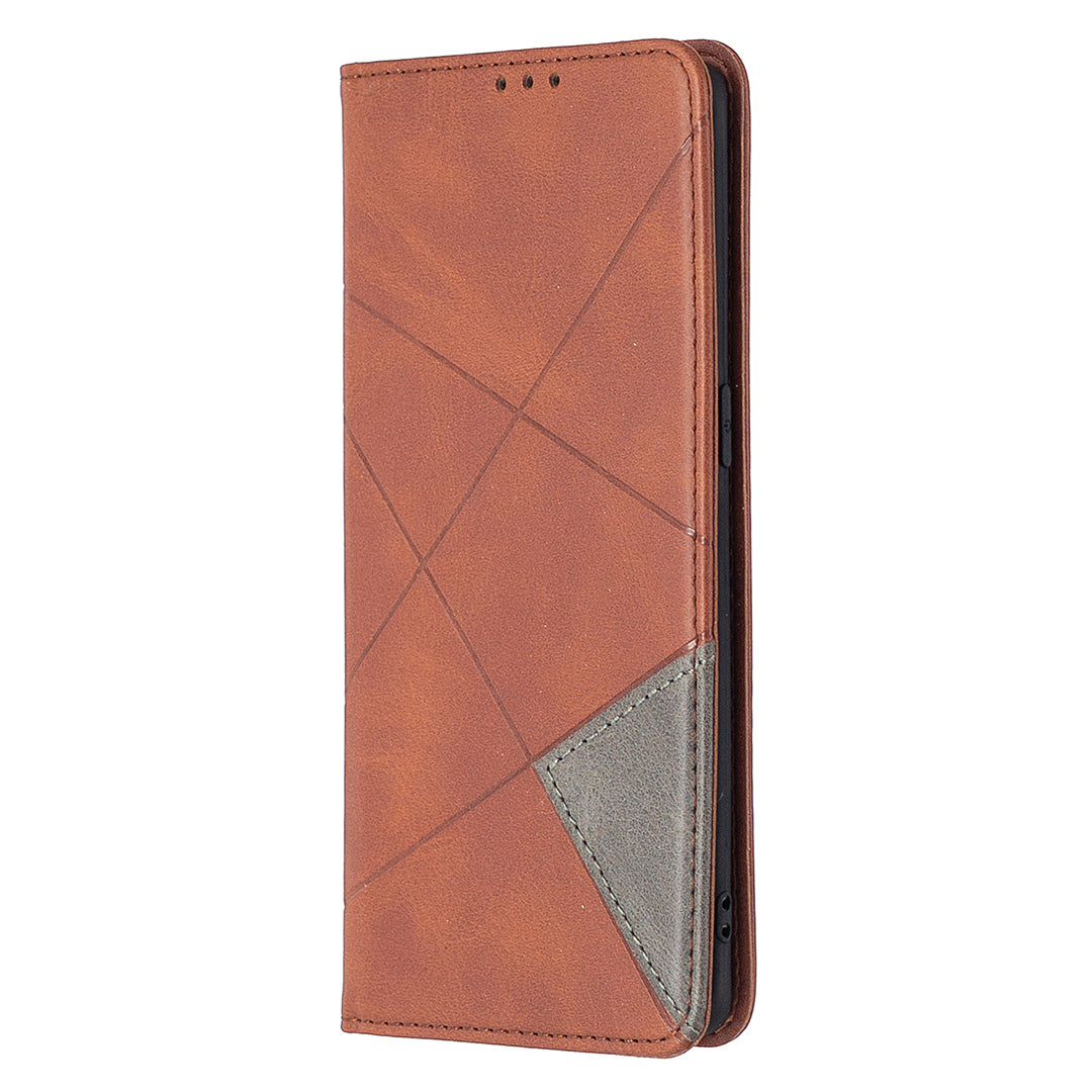 Geometric Pattern Leather Stand Case Card Holder Shell for OPPO Find X2 Neo