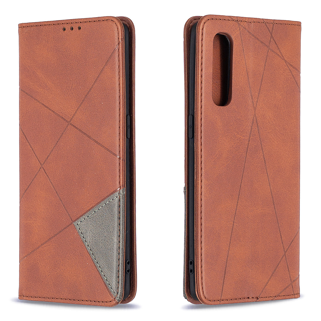 Geometric Pattern Leather Stand Case Card Holder Shell for OPPO Find X2 Neo