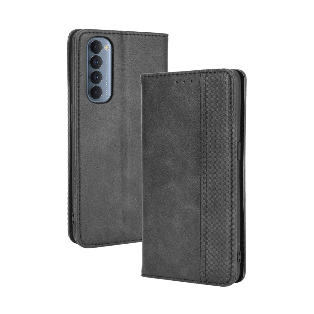 Retro with Wallet Stand Leather Phone Cover for Oppo Reno4 Pro 4G