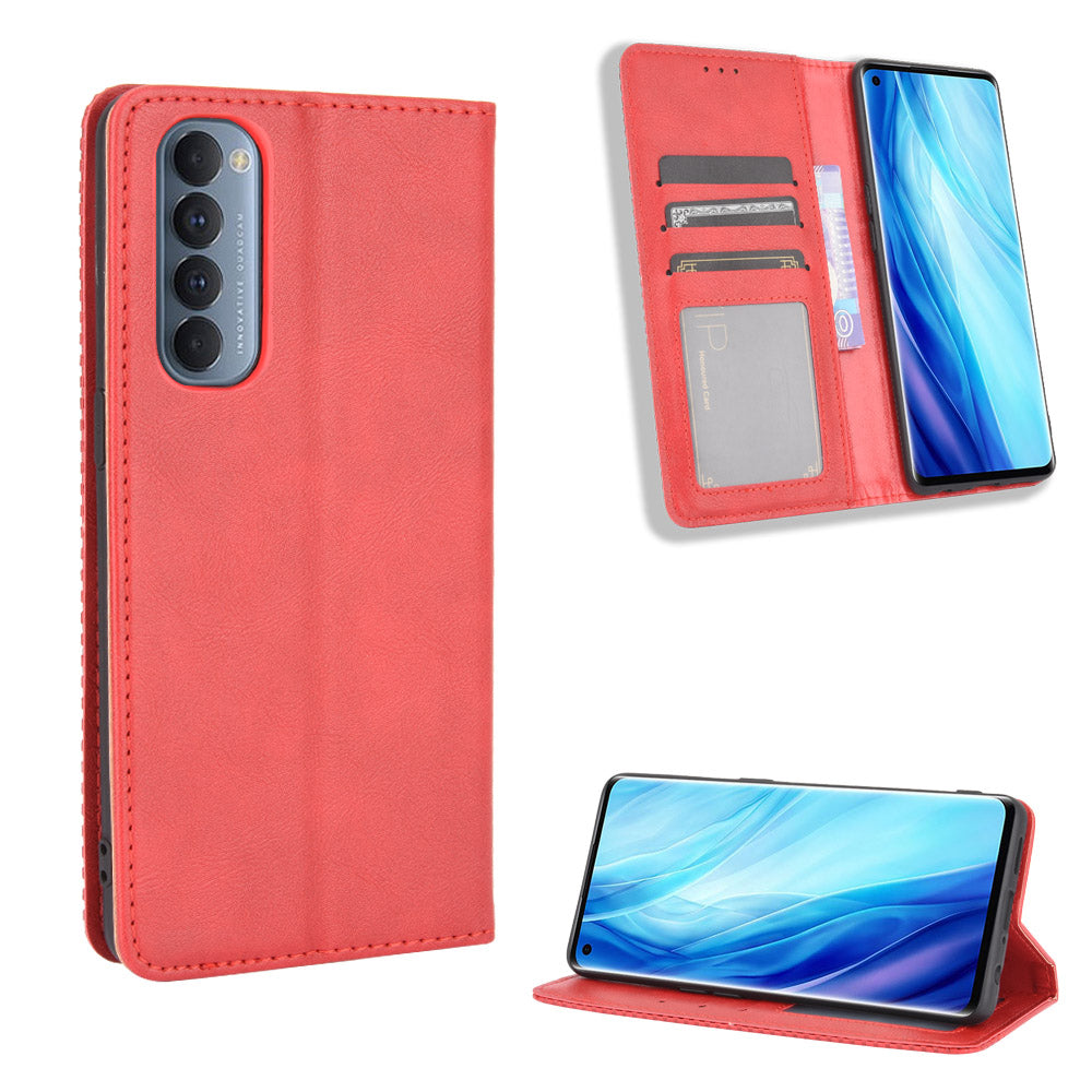 Retro with Wallet Stand Leather Phone Cover for Oppo Reno4 Pro 4G