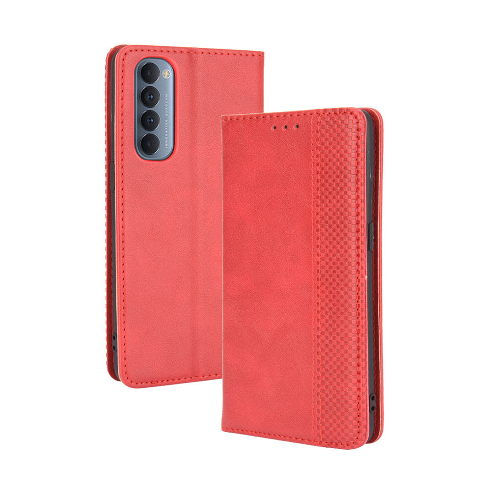 Retro with Wallet Stand Leather Phone Cover for Oppo Reno4 Pro 4G