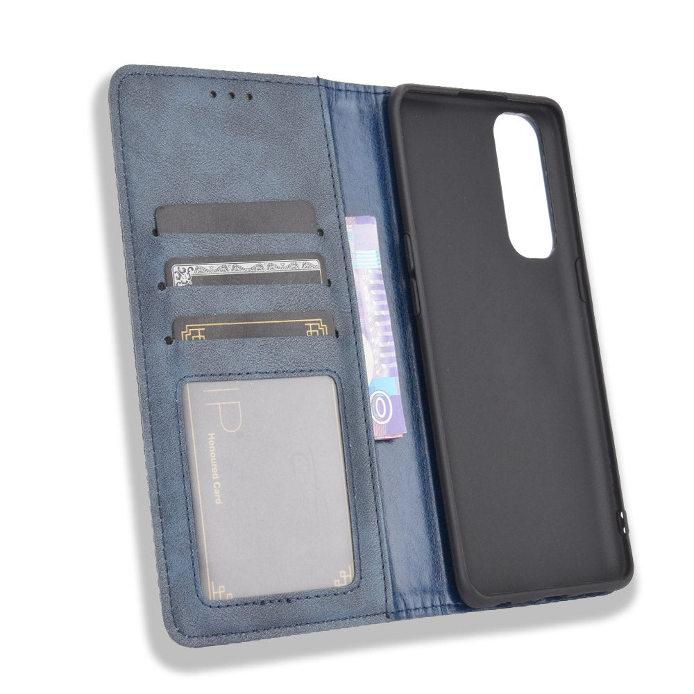 Retro with Wallet Stand Leather Phone Cover for Oppo Reno4 Pro 4G