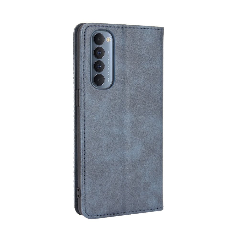 Retro with Wallet Stand Leather Phone Cover for Oppo Reno4 Pro 4G