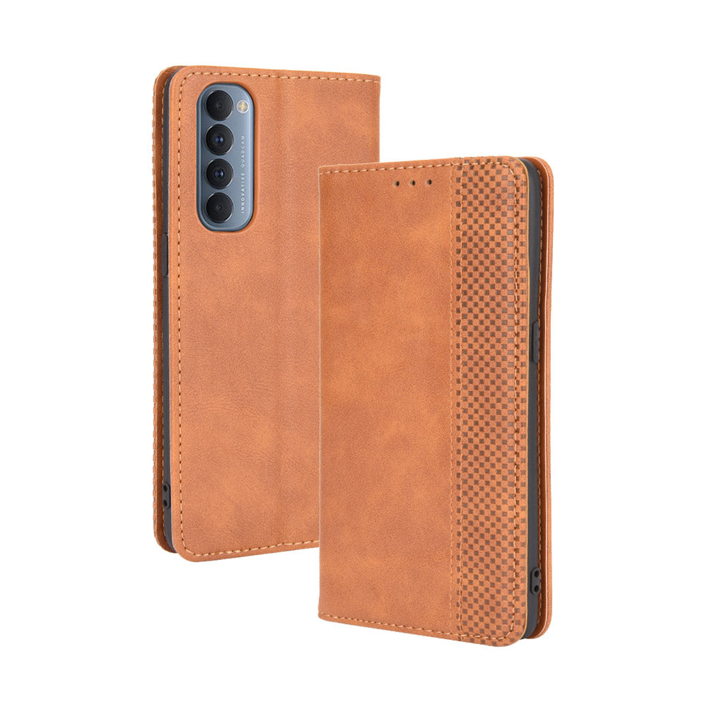 Retro with Wallet Stand Leather Phone Cover for Oppo Reno4 Pro 4G