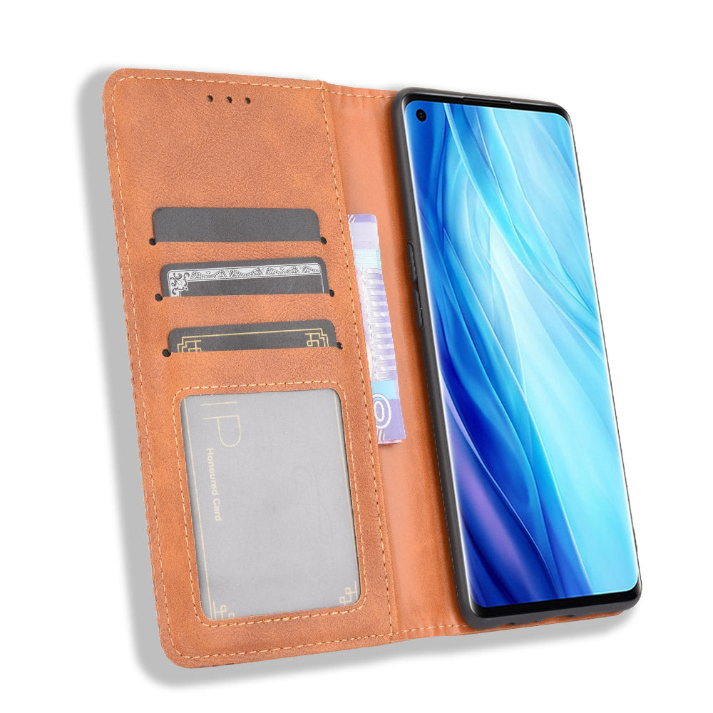 Retro with Wallet Stand Leather Phone Cover for Oppo Reno4 Pro 4G