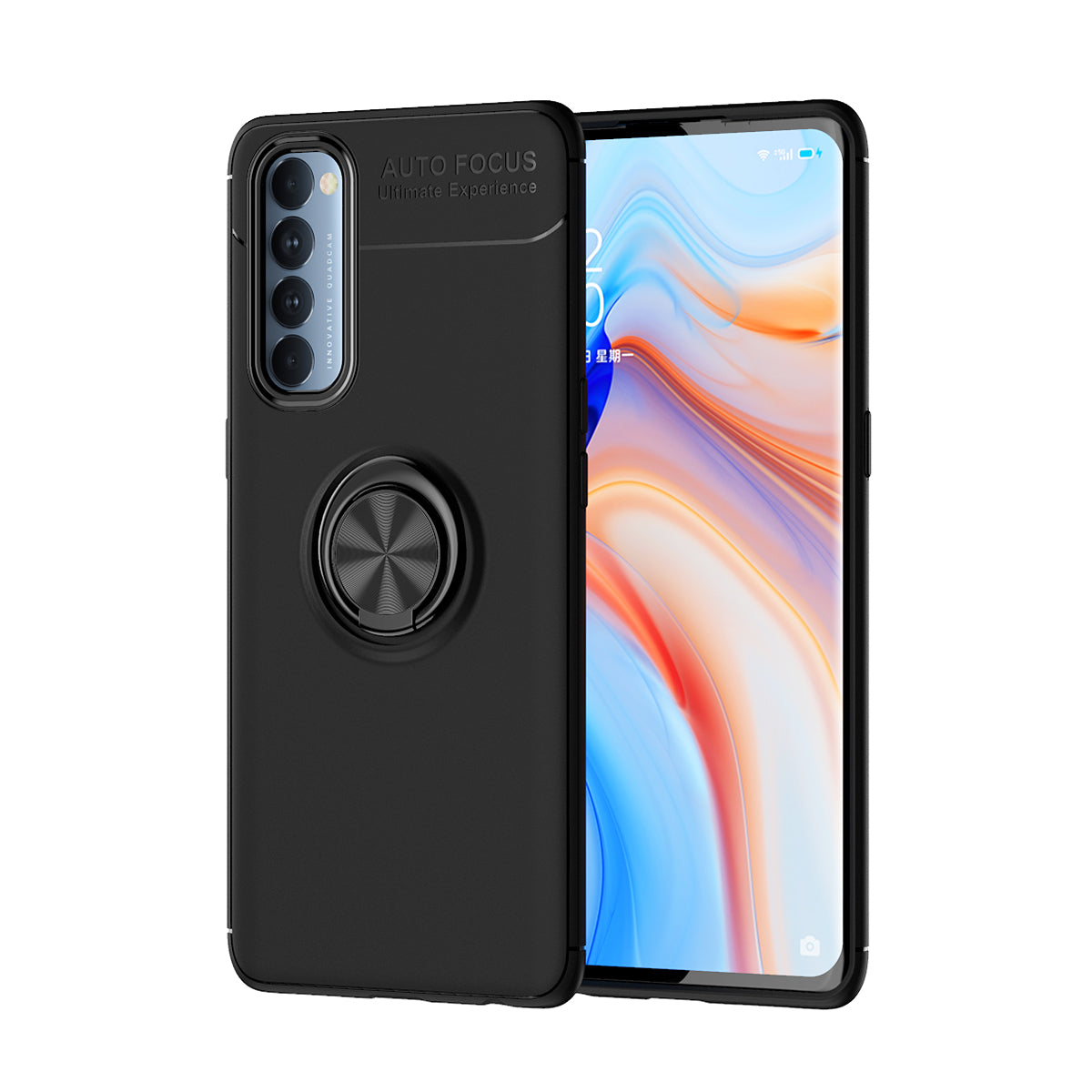 Metal Ring Kickstand TPU Phone Shell Built-in Magnetic Sheet for Oppo Reno4 Pro 4G