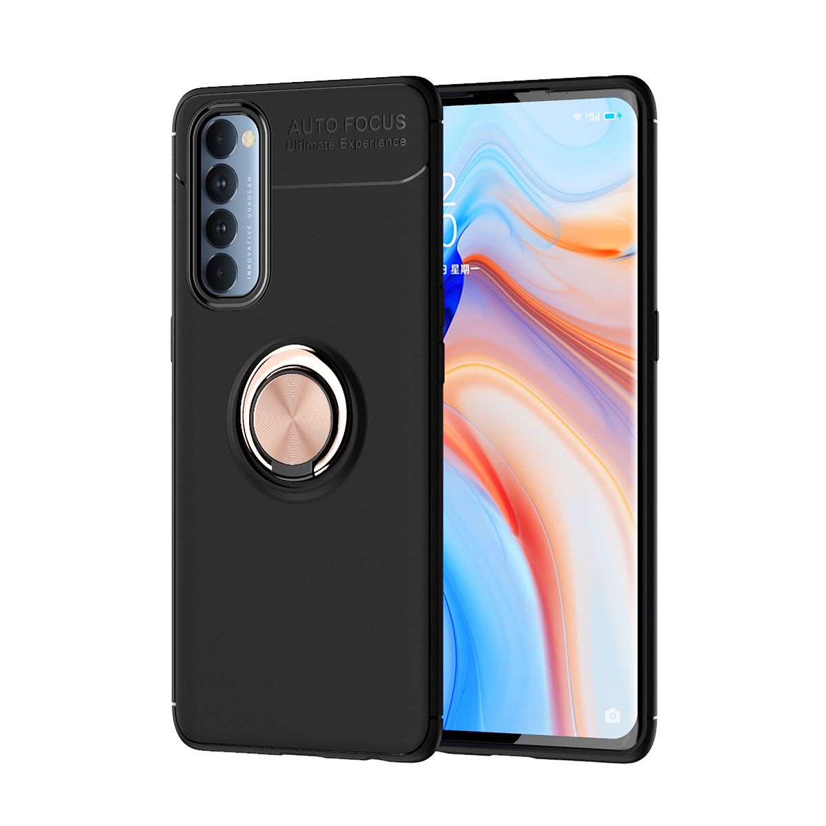 Metal Ring Kickstand TPU Phone Shell Built-in Magnetic Sheet for Oppo Reno4 Pro 4G