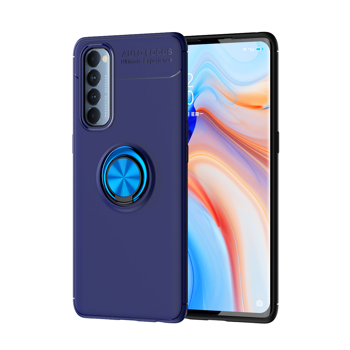 Metal Ring Kickstand TPU Phone Shell Built-in Magnetic Sheet for Oppo Reno4 Pro 4G