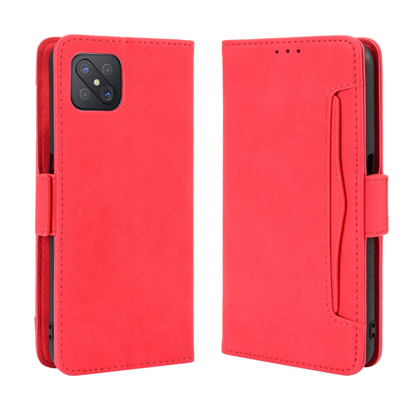 Multiple Card Slots Leather Shell Wallet Cell Phone Cover for OPPO A92s/Reno4 Z 5G with Multi-Angle Stand