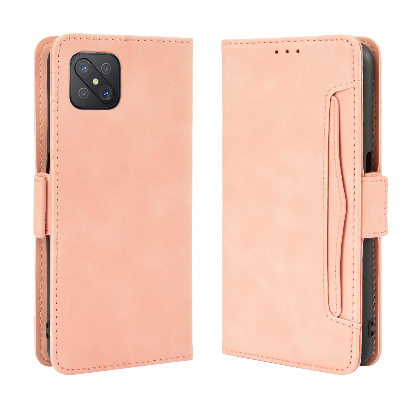 Multiple Card Slots Leather Shell Wallet Cell Phone Cover for OPPO A92s/Reno4 Z 5G with Multi-Angle Stand