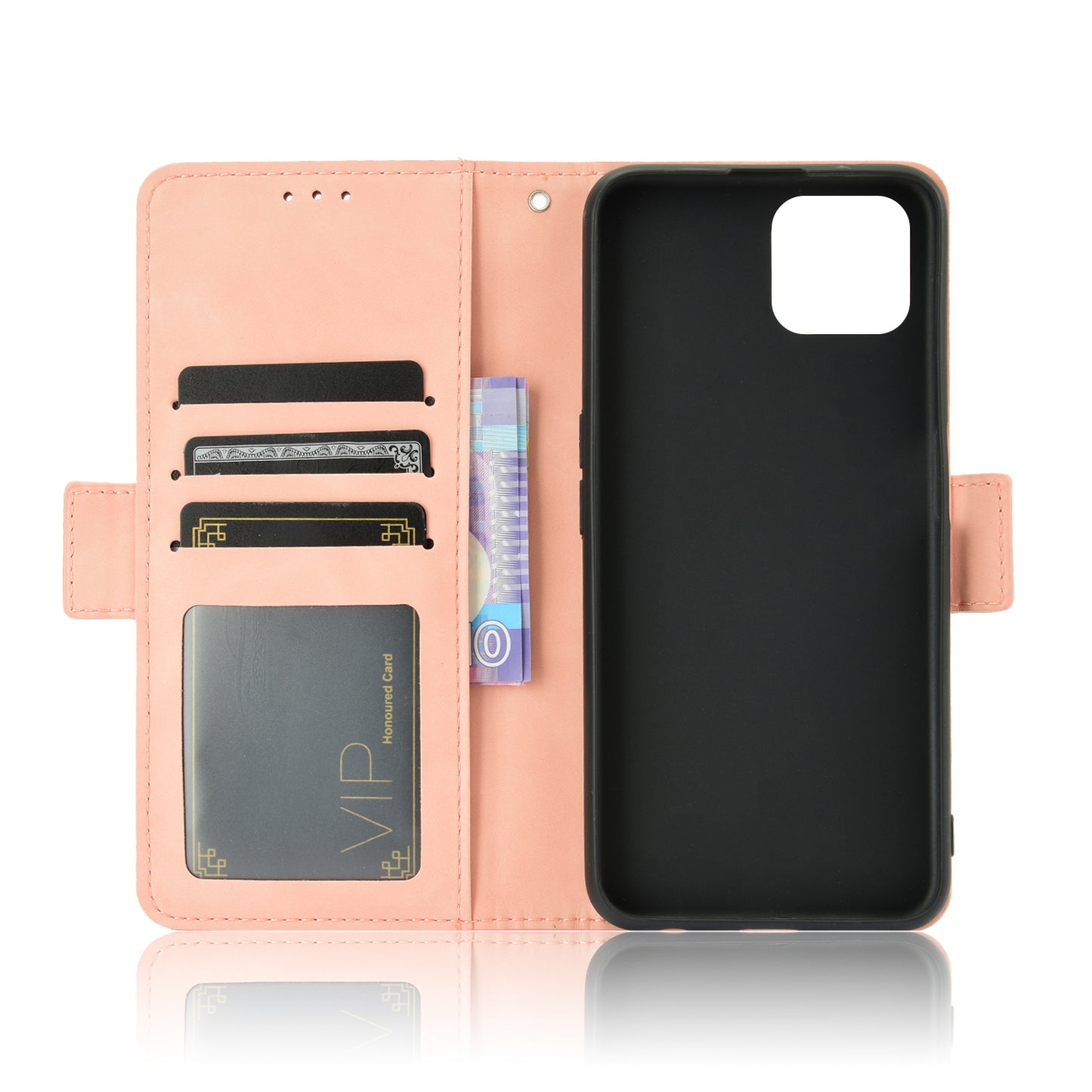 Multiple Card Slots Leather Shell Wallet Cell Phone Cover for OPPO A92s/Reno4 Z 5G with Multi-Angle Stand