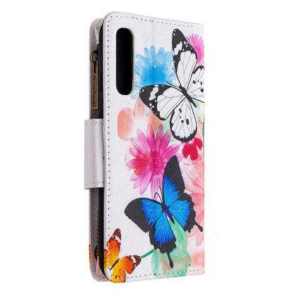 Printing Skin Zipper Pocket Leather Case for Oppo Reno3 Pro/Find X2 Neo