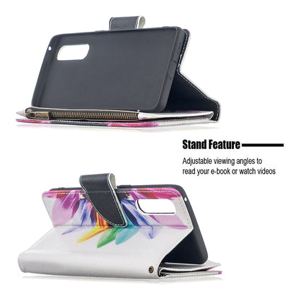 Printing Skin Zipper Pocket Leather Case for Oppo Reno3 Pro/Find X2 Neo