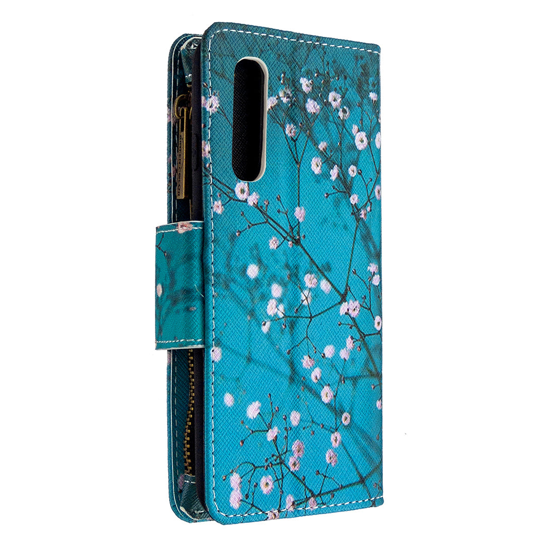 Printing Skin Zipper Pocket Leather Case for Oppo Reno3 Pro/Find X2 Neo