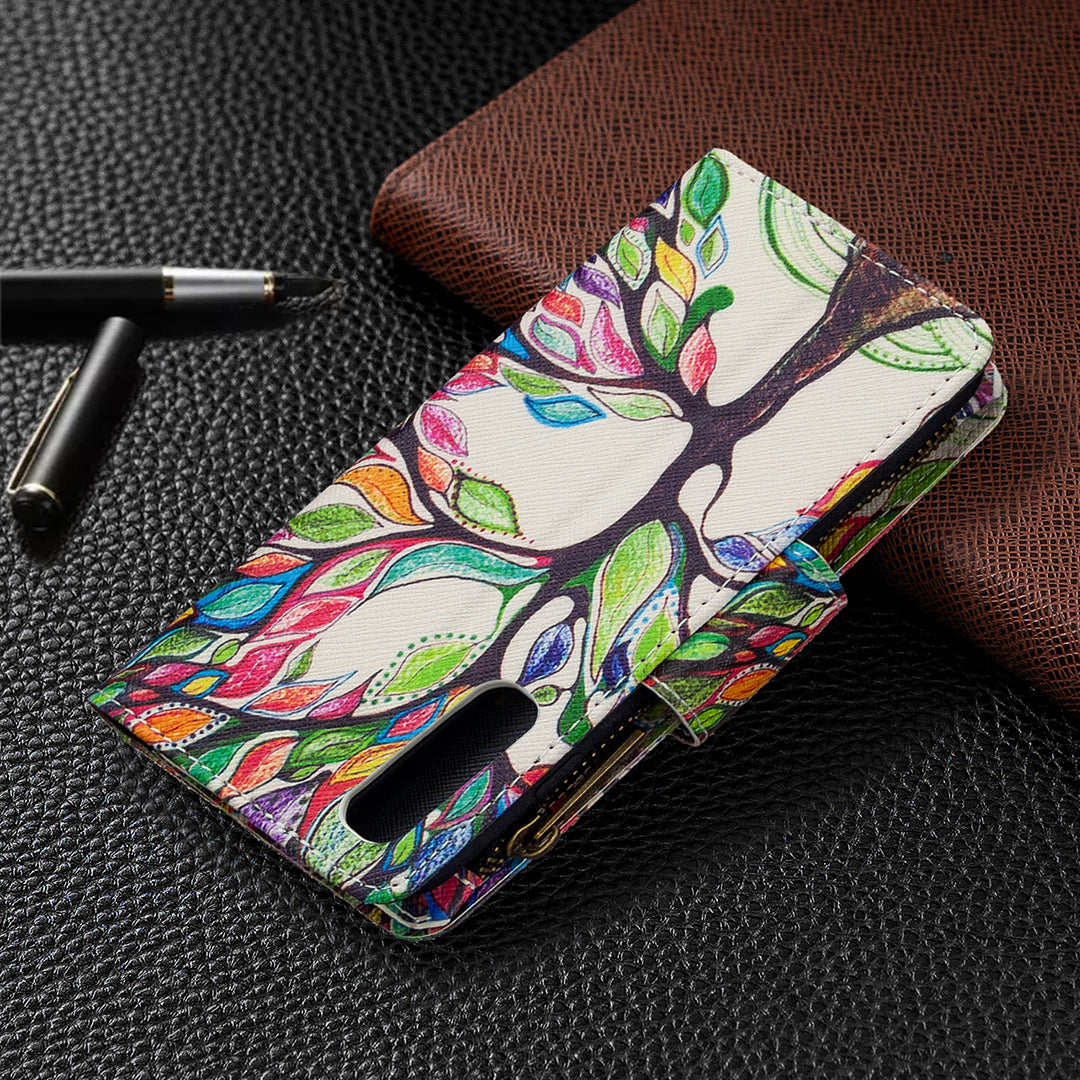 Printing Skin Zipper Pocket Leather Case for Oppo Reno3 Pro/Find X2 Neo