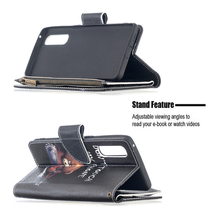 Printing Skin Zipper Pocket Leather Case for Oppo Reno3 Pro/Find X2 Neo