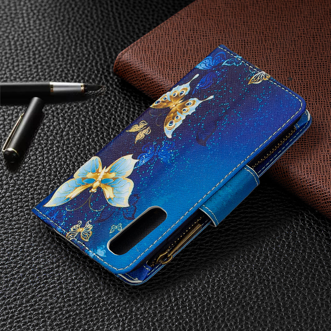 Printing Skin Zipper Pocket Leather Case for Oppo Reno3 Pro/Find X2 Neo