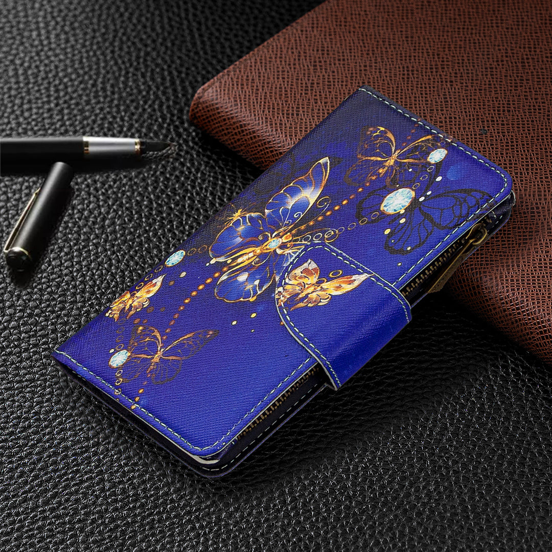 Printing Skin Zipper Pocket Leather Case for Oppo Reno3 Pro/Find X2 Neo