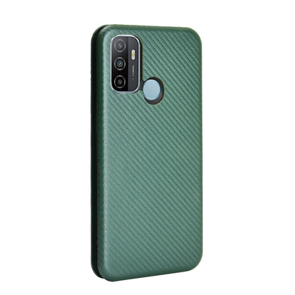 Carbon Fiber Auto-absorbed Leather Case with Card Slot for Oppo A53 (2020)/A32 (2020)