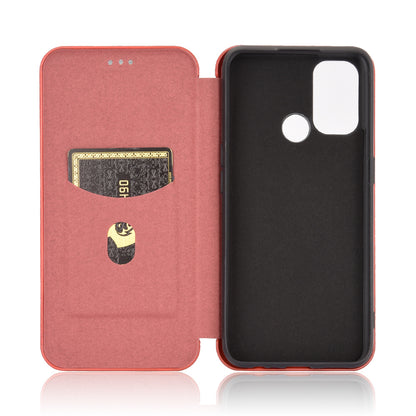 Carbon Fiber Auto-absorbed Leather Case with Card Slot for Oppo A53 (2020)/A32 (2020)