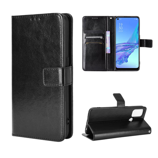 Crazy Horse Texture Protector Wallet Stand Leather Shell for Oppo A53(2020)/A32 (2020)