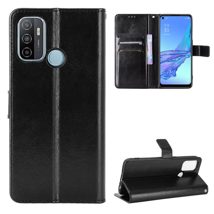 Crazy Horse Texture Protector Wallet Stand Leather Shell for Oppo A53(2020)/A32 (2020)